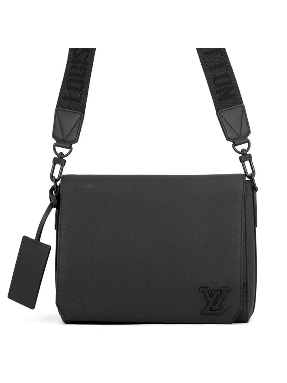 Louis Vuitton Shoulder Bag Gray Leather Takeoff Messenger Black